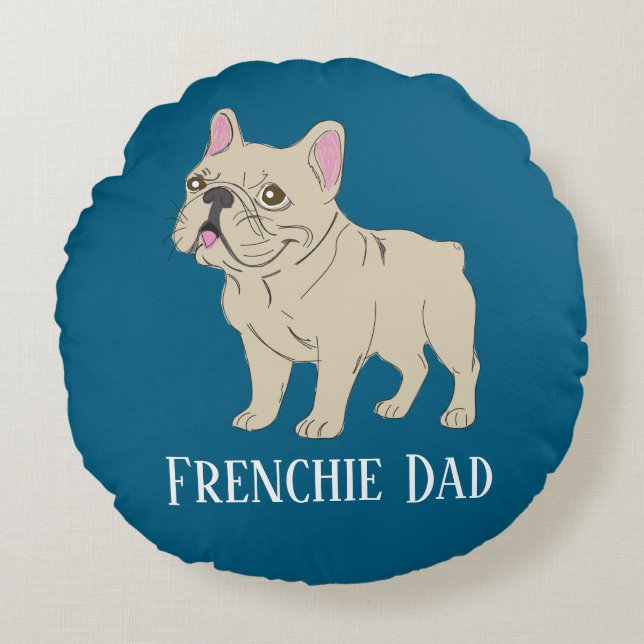Frenchie Dad Rund Kudde (Framsidan)