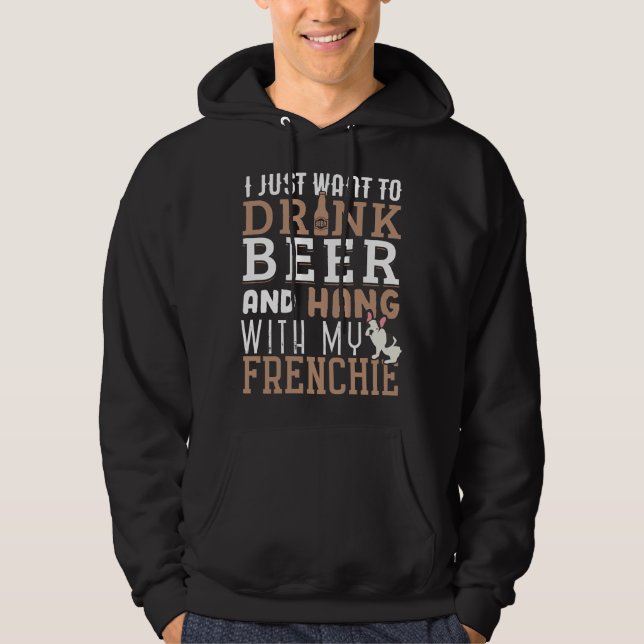 Frenchie Dad T Funny French Bulldog Dog Lover Beer Hoodie (Framsida)
