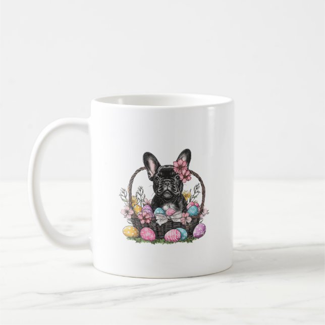Frenchie Dog Easter Frenchie Dog Eggs Artwork T-Sh Kaffemugg (Vänster)