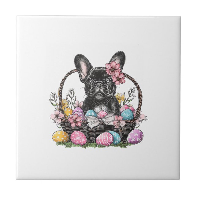 Frenchie Dog Easter Frenchie Dog Eggs Artwork T-Sh Kakelplatta (Framsidan)