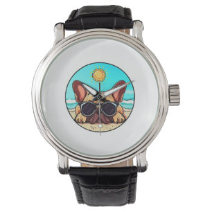 Frenchie Enjoying Beach Armbandsur