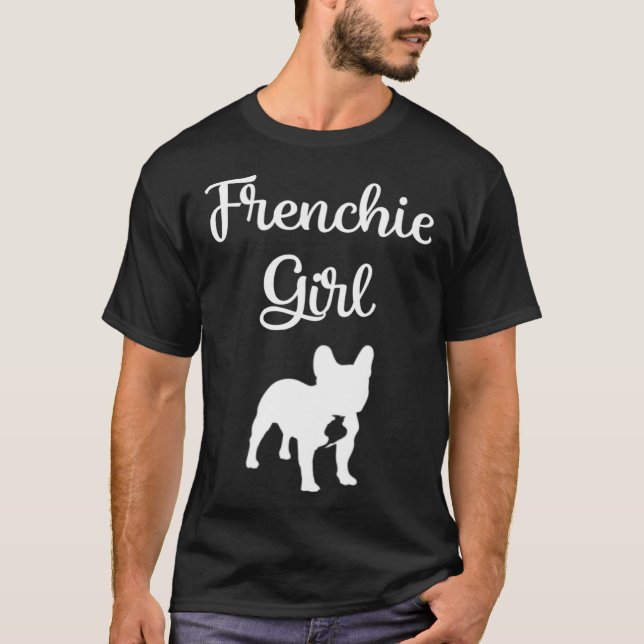 Frenchie Flickan Fransk Bulldog Mama Dampresent T Shirt (Framsida)
