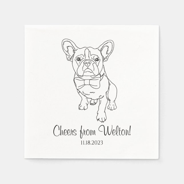 Frenchie Fransk Bulldog Anpassningsbar.Napkin Hund Pappersservett (Framsidan)