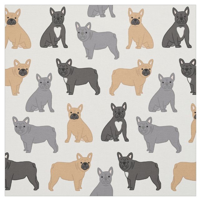 Frenchie Fransk Bulldog Fabric - Plocka Färg! Tyg (Provkarta)