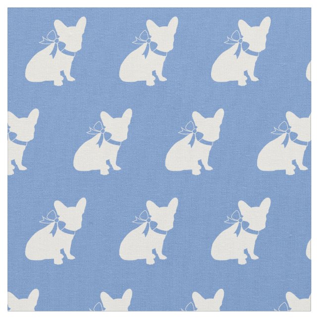 Frenchie Fransk Bulldog Hund Frenchy Light Blue Tyg (Närbild)