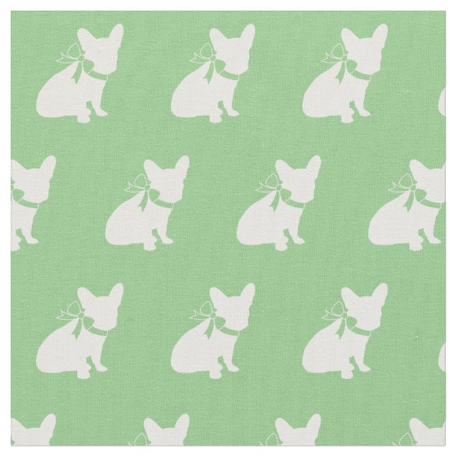 Frenchie Fransk Bulldog Hund Frenchy Sage Grönt Tyg (Närbild)