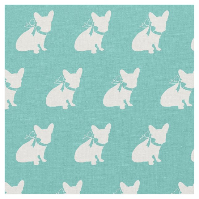 Frenchie Fransk Bulldog Hund Frenchy Teal Tyg (Närbild)