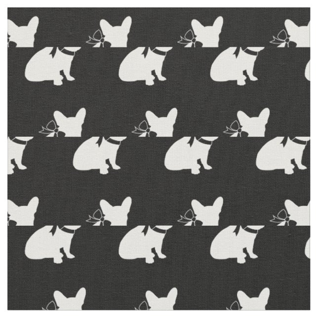 Frenchie Fransk Bulldog Hund Silhouette Pet French Tyg (Närbild)