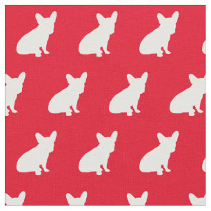 Frenchie Fransk Bulldog Hund Silhouette Red Tyg