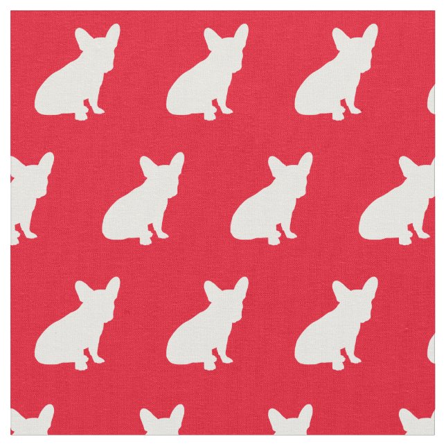 Frenchie Fransk Bulldog Hund Silhouette Red Tyg (Närbild)