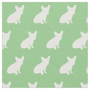 Frenchie Fransk Bulldog Hund Silhouette Sage Grön Tyg