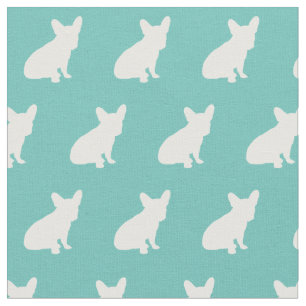 Frenchie Fransk Bulldog Hund Silhouette Teal Tyg