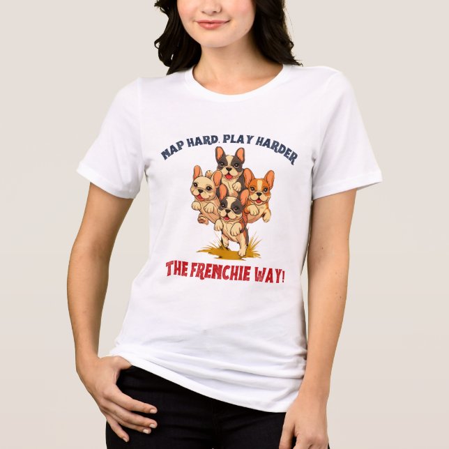 Frenchie Fransk Bulldog Hund T Shirt (Framsida)