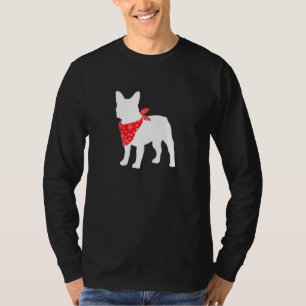 Frenchie Fransk Bulldog Hund Wearing Red Bandana T Shirt