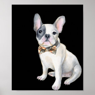 Frenchie Fransk Bulldog plaid botie Hundar in Poster