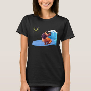 Frenchie Fransk Bulldog Valp på en Surfbo T Shirt