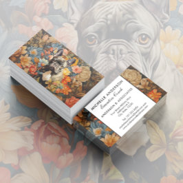 Frenchie Fransk Bulldog Vintage Blommigt Visitkort