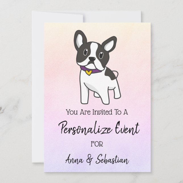 *~* Frenchie Fransk Bulldogg Evenemang Söt Inbjuda Inbjudningar (Framsida)