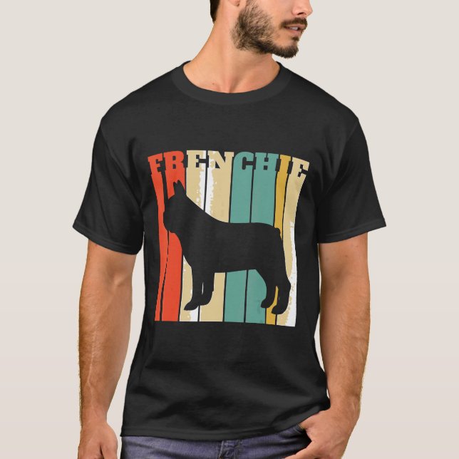 Frenchie Frenchie Fransk Bulldog Retro T Shirt (Framsida)