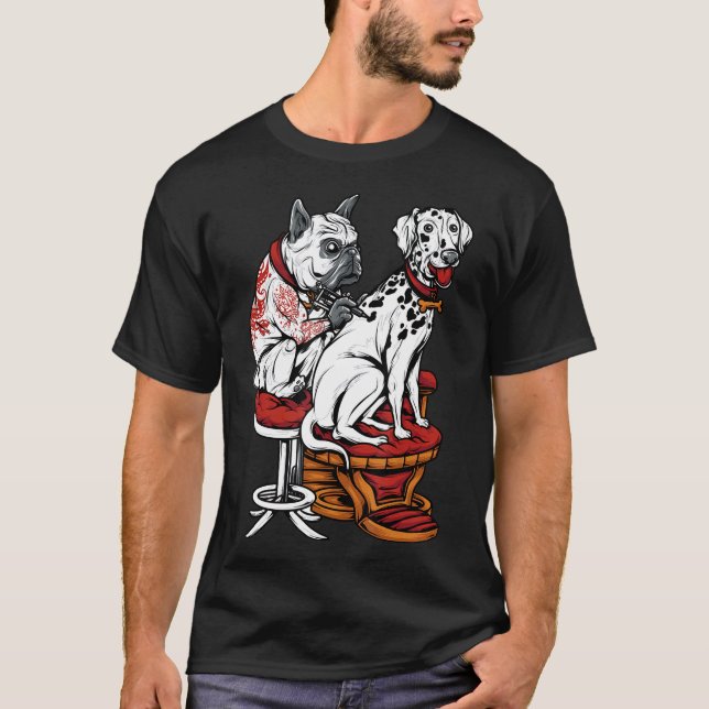 Frenchie Frenchie Pug Dalmatian Fransk Bulldog T Shirt (Framsida)