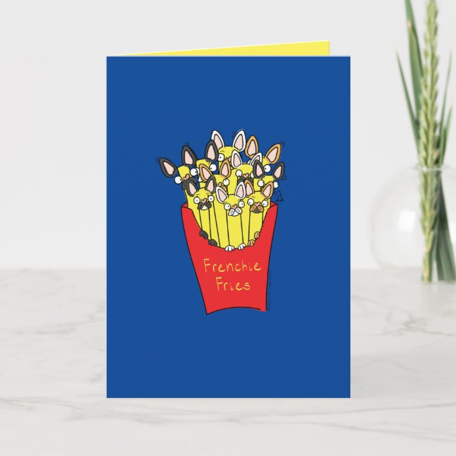 Frenchie Fries - Fransk Bulldog Greeting Card Kort (Framsida)