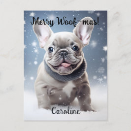 Frenchie Frosty Bliss Anpassade Vykort