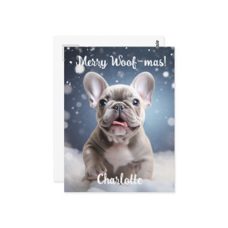 Frenchie Frosty Bliss Anpassade Vykort