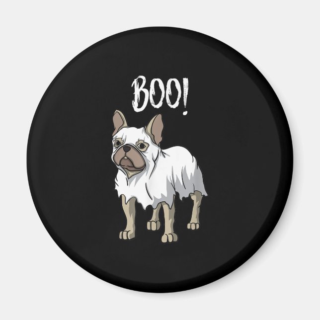 Frenchie Ghost Costume Funny Bulldog Halloween Magnet (Framsidan)
