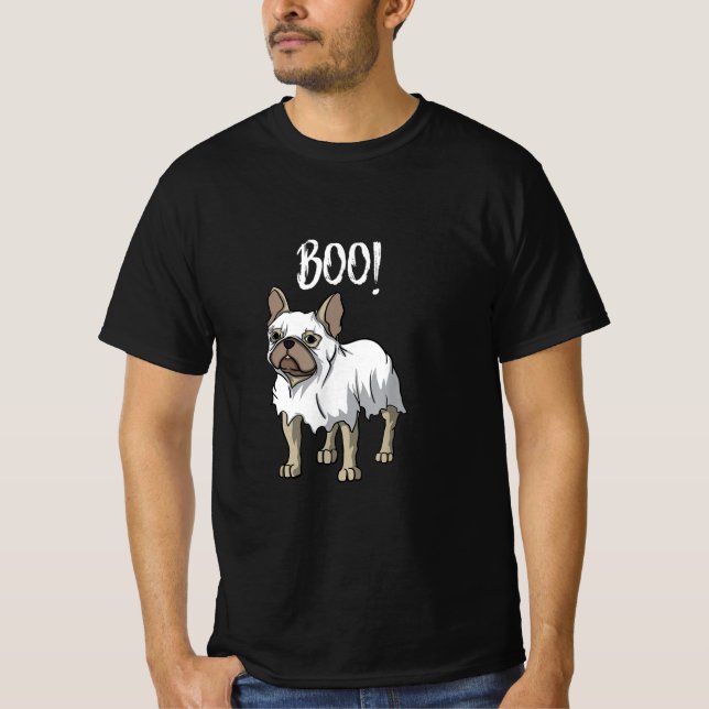 Frenchie Ghost Costume Funny Bulldog Halloween T Shirt (Framsida)