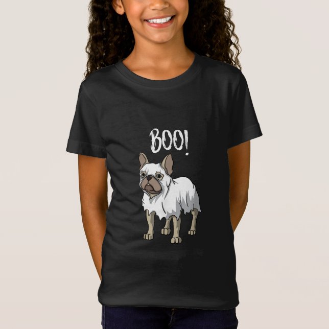 Frenchie Ghost Costume Funny Bulldog Halloween T Shirt (Framsida)