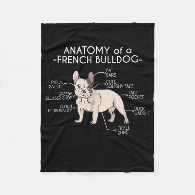 Frenchie Gift | Anatomi hos en Fransk Bulldog Fleecefilt (Framsidan)