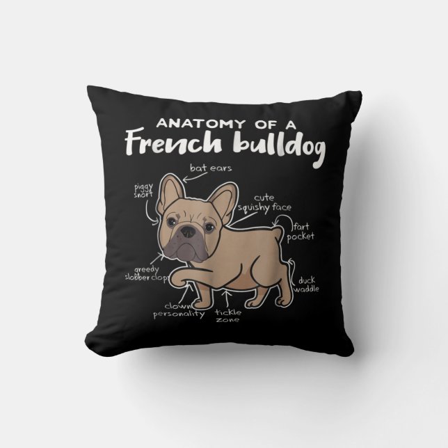 Frenchie Gift| Anatomi hos en Fransk bulldog-gåva Kudde (Framsida)