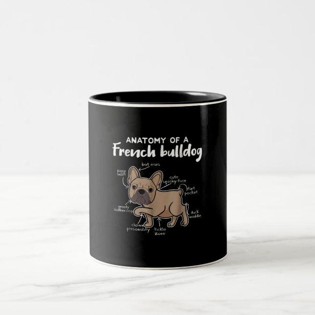 Frenchie Gift| Anatomi hos en Fransk bulldog-gåva Två-Tonad Mugg (Center)