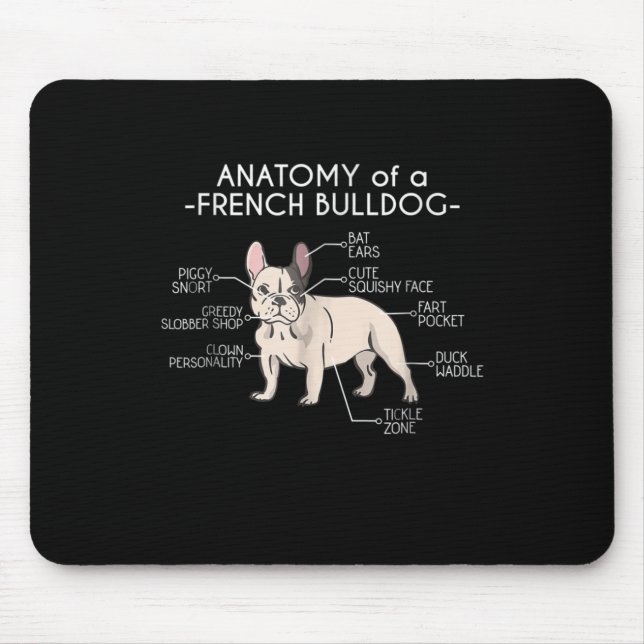 Frenchie Gift| Anatomi hos en Fransk bulldog Musmatta (Framsidan)