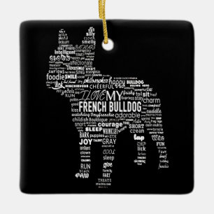 Frenchie Gift I Kärlek My French Bull Dog Julgransprydnad Keramik