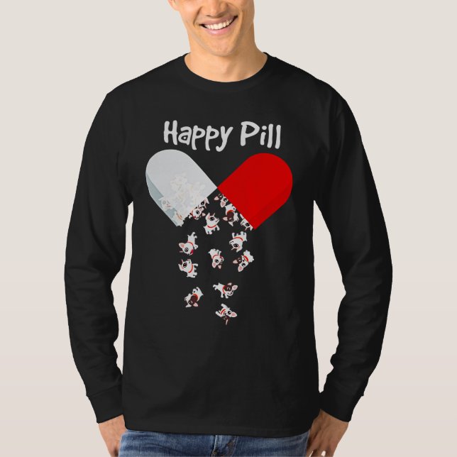 Frenchie Gift | Lycklig Pill Fransk Bulldog Gift T Shirt (Framsida)