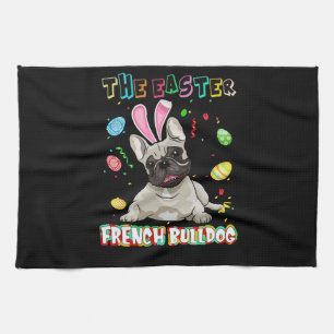 Frenchie Gift Påsk Fransk Bulldog Bunny Kökshandduk