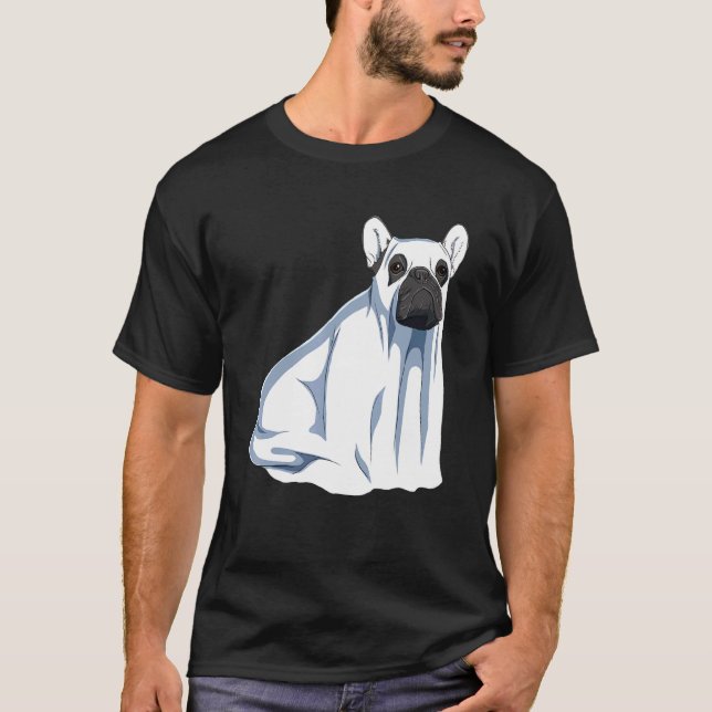 Frenchie Halloween Ghost Costume Fransk Bulldo T Shirt (Framsida)