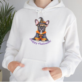 Frenchie Halloween Purple Robe Witchy Hat T Shirt