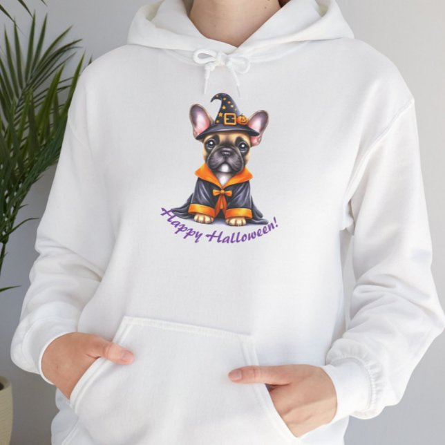 Frenchie Halloween Purple Robe Witchy Hat T Shirt (Skapare uppladdad)