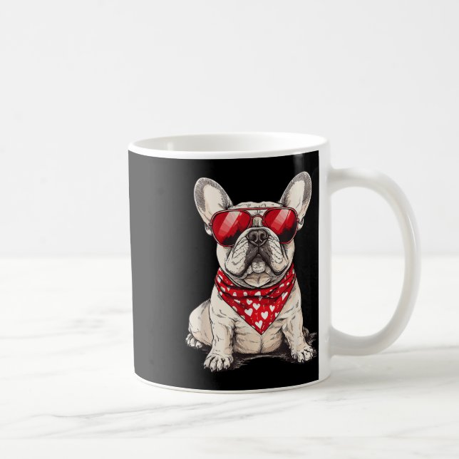 Frenchie Heart Bandana Coola Fransk Bulldog Älskar Kaffemugg (Höger)