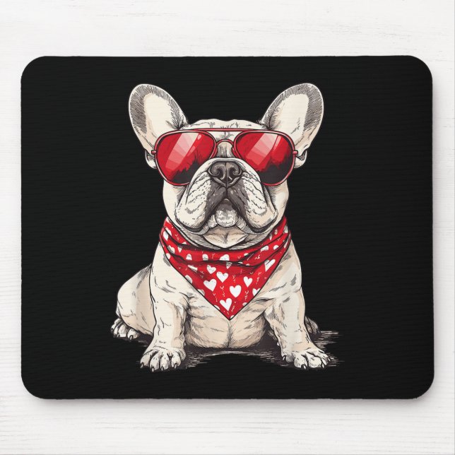 Frenchie Heart Bandana Coola Fransk Bulldog Älskar Musmatta (Framsidan)