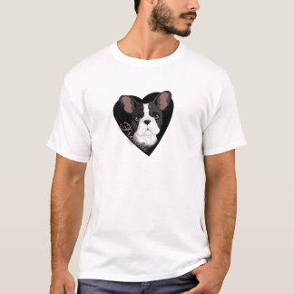 Frenchie hjärta tee shirt