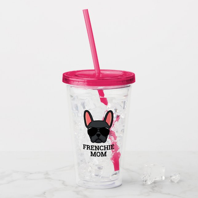 Frenchie Hund Black Fransk Bulldog Take Away Mugg (Framsida Ice)