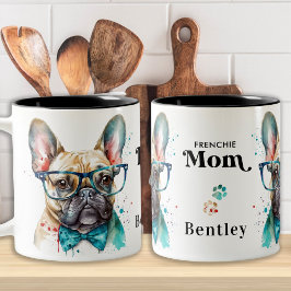Frenchie Hund Personlig Retro Fransk Bulldog Två-Tonad Mugg
