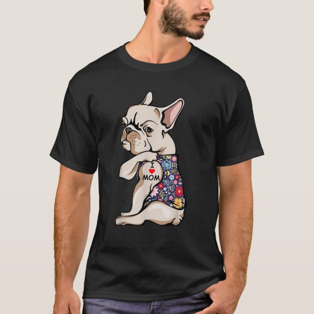Frenchie I kärlek Mamma Funny Fransk Bulldog Tatto T Shirt (Framsida)