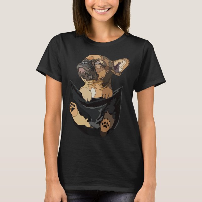 Frenchie In Pocket French Bulldog Mom Dad Dog T Shirt (Framsida)