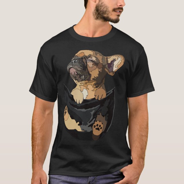 Frenchie In Pocket French Bulldog Mom Dad Dog T Shirt (Framsida)