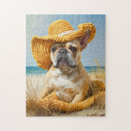Frenchie In Summer Beach Hat Pussel