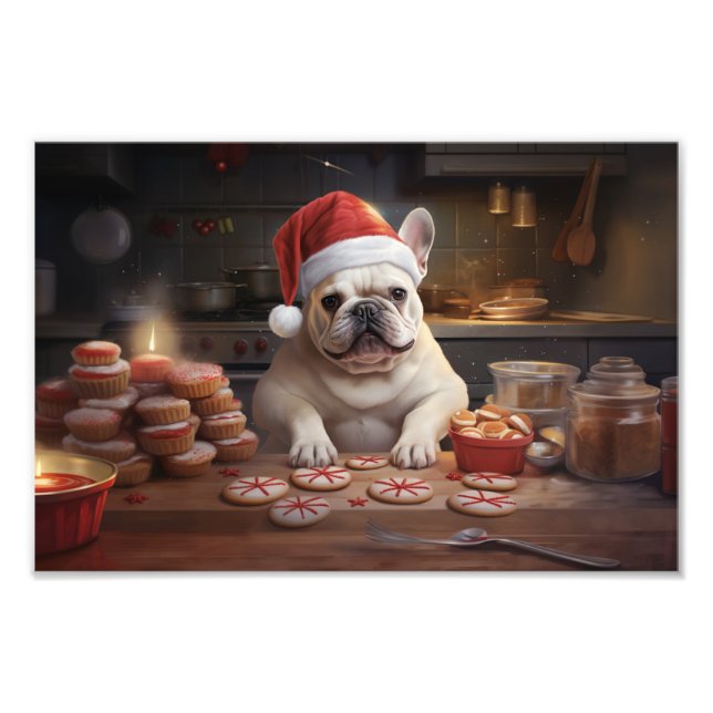 Frenchie jul Cookies Festive Helgdag Fototryck (Framsidan)